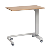 Gas Lift Overbed Table - Oak With Braking Castors