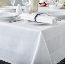 Delta Satin Band Table Cloth White Cotton 137cm x 137cm