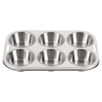Vogue Stainless Steel 6 Cup De ep Muffin Tray