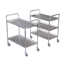 Stainless Steel Trolley, Ring  Buffers 125mm 3 Shelves