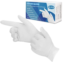 White Cotton Gloves x 10 Pairs Adult Size