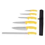 Vogue Yellow Handle 6 Piece Kn ife Set with Wallet