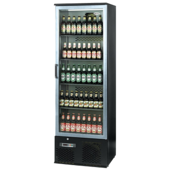 Infrico Upright Back Bar Coole r with Hinged Door in Black an