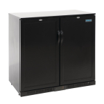 Polar Back Bar Cooler with Hin ged Solid Door in Black 208Ltr