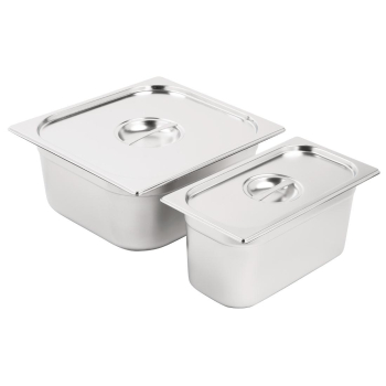 Vogue Stainless Steel Gastrono rm Set 1/3 and 2/3 with Lids