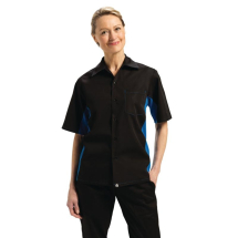Colour By Chef Works Unisex Co ntrast Black and Blue Shirt XL