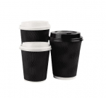 12oz Triple Wall Ripple Black Hot Drink Cups - Box of 500