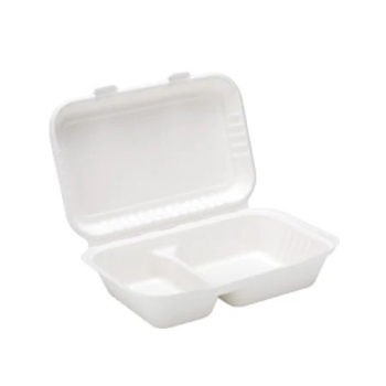 9'' x 6''Bagasse 2 Compartment Lunch Box (250) 9'' x 6''Bagasse 2 Compartment Lunch Box (250)