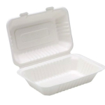BHB10 Bagasse White Clamshell Boxes - Box of 250