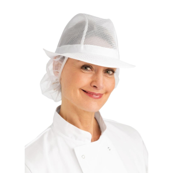 Trilby Hat with Net Snood White S Trilby Hat with Net Snood White S