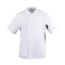 Unisex Chefs Jacket Short Sleeve Black and White 2XL Unisex Chefs Jacket Short Sleeve Black and White 2XL