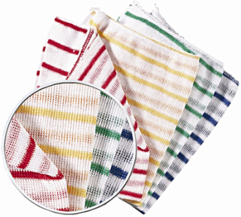 White Dishcloths with Green Stripes 10 per pack White Dishcloths with Green Stripes 10 per pack