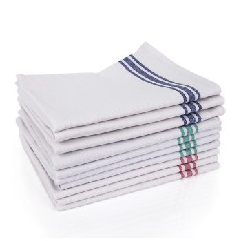 White Cotton Striped Tea Towel 48cm x 73cm - Pack of 10 White Cotton Striped Tea Towel 48cm x 73cm - Pack of 10