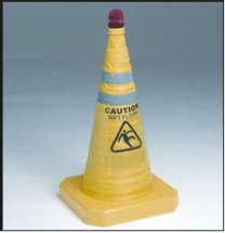Yellow Collapsible Caution Cone with Red LED Light
