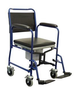 Commode & Transfer Chair - Rear Braked Castors 18Inch Seat