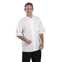 Valais Unisex Chefs Jacket White with Grey 2XL Valais Unisex Chefs Jacket White with Grey 2XL