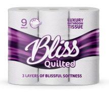 Quilted 3 Ply Toilet Roll 5 x 9 Rolls - Pack of 45