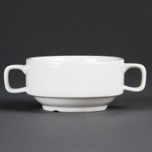 Olympia Whiteware Soup Bowls With Handles 400ml (Pack of 6) Olympia Whiteware Soup Bowls With Handles 400ml (Pack of 6)