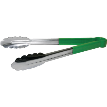 Hygiplas Colour Coded Green Serving Tongs 300mm 11Inch Hygiplas Colour Coded Green Serving Tongs 300mm 11Inch