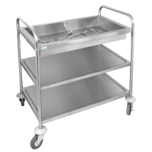 Vogue Stainless Steel 3 Tier D eep Tray Clearing Trolley