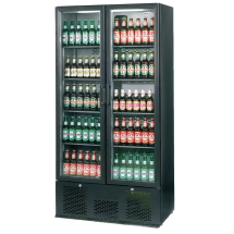 Infrico Upright Back Bar Coole r with Hinged Doors in Black Z
