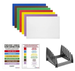 Hygiplas Low Density Chopping Board Set with Rack (Pack 7)