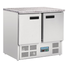 Polar Double Door Refrigerated Counter with Marble Work Top