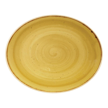 Churchill Stonecast Oval Coupe Plate Mustard Seed Yellow 192