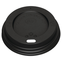 Fiesta Black Polystyrene Lids for 8oz Coffee Cups (Qty 50) Fiesta Black Polystyrene Lids for 8oz Coffee Cups (Qty 50)