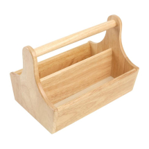 Hevea Wood Condiment Basket wi th Handle