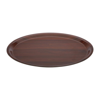 Cambro Mykonos Laminate Round Canteen Tray Walnut 380m Cambro Mykonos Laminate Round Canteen Tray Walnut 380m