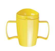 Double Handled Mug with Lid 300ml - Yellow - Box of 4