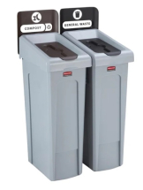 Rubbermaid Slim Jim Two Stream Recycling Station 87Ltr Rubbermaid Slim Jim Two Stream Recycling Station 87Ltr