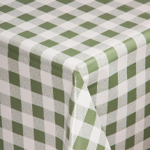 PVC Chequered Tablecloth Green 35in