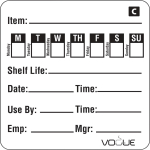 Freezable Day of the Week Labe ls