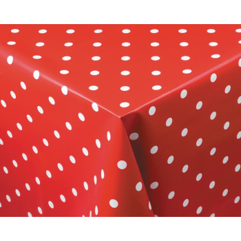 PVC Polka Dot Tablecloth Red 3 5in