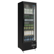 Polar Upright Back Bar Cooler with Hinged Door in Black 307L