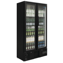 Polar Upright Back Bar Cooler with Hinged Doors in Black 49
