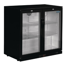 Polar Back Bar Cooler with Hin ged Doors in Black 208Ltr