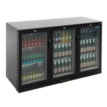 Polar Back Bar Cooler with Hin ged Doors in Black 330Ltr