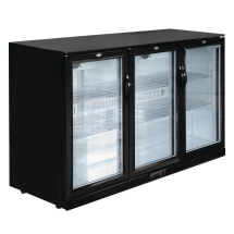 Polar Back Bar Cooler with Hin ged Doors in Black 320Ltr