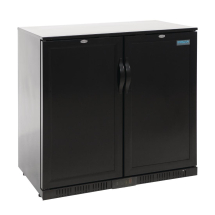 Polar Back Bar Cooler with Hin ged Solid Door in Black 208Ltr