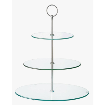 Glass Three Tiered Afternoon T ea Cake Stand