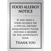 Food allergy sign silver A4