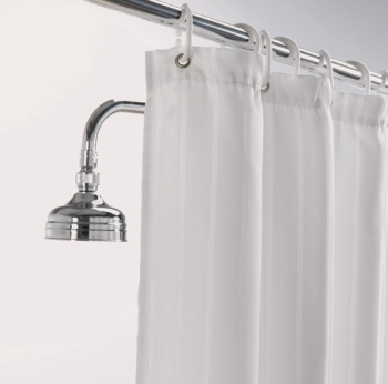 Luxury Satin Stripe Shower Curtain White 1800mm