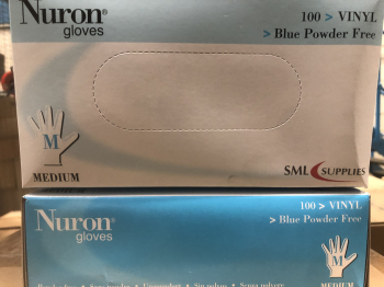 Blue Vinyl PF Gloves Medium 10 x 100