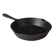 Vogue Round Cast Iron Ribbed S killet Pan