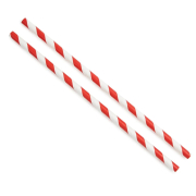 Red & White Striped Smoothie Straws - 9mmx230mm - Box 200