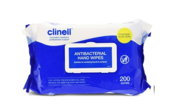 Clinell Antibacterial Hand Wipes - 6 x 200 Wipes