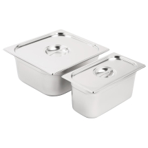 Vogue Stainless Steel Gastrono rm Set 1/3 and 2/3 with Lids